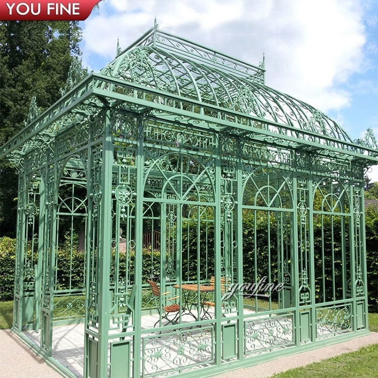 Outdoor Garden Decorative Wrought Iron Large Gazebo Orangery Sunroom