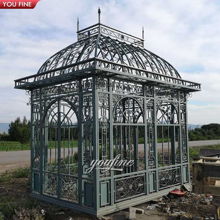 Outdoor Garden Decorative Wrought Iron Large Gazebo Orangery Sunroom