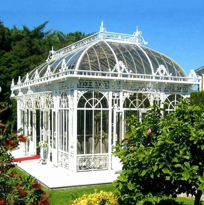 Outdoor Garden Decorative Wrought Iron Large Gazebo Orangery Sunroom