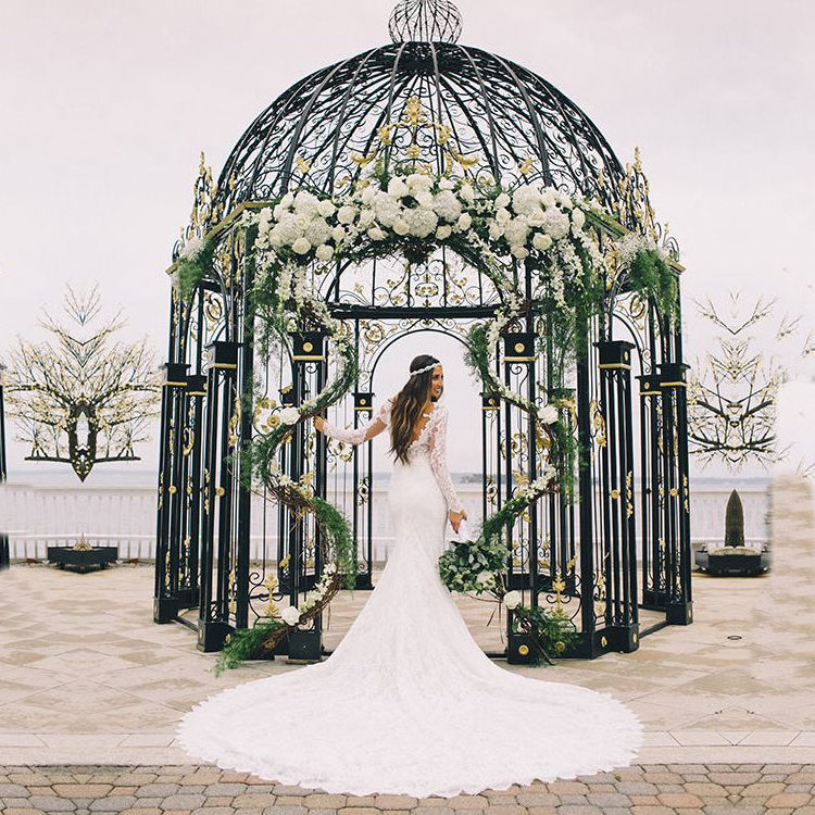 Used in Outdoor Round Metal Decorated Cast Iron Gazebo