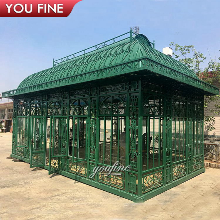 Outdoor Garden Decoration Sun room Orangery Wrought Iron Large Gazebo for Sale