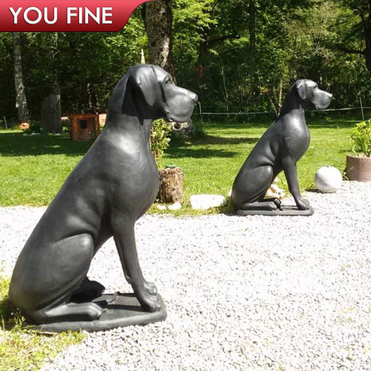 Outdoor Home Decorative Life Size Bronze Great Danes Statue with Pointy Ear