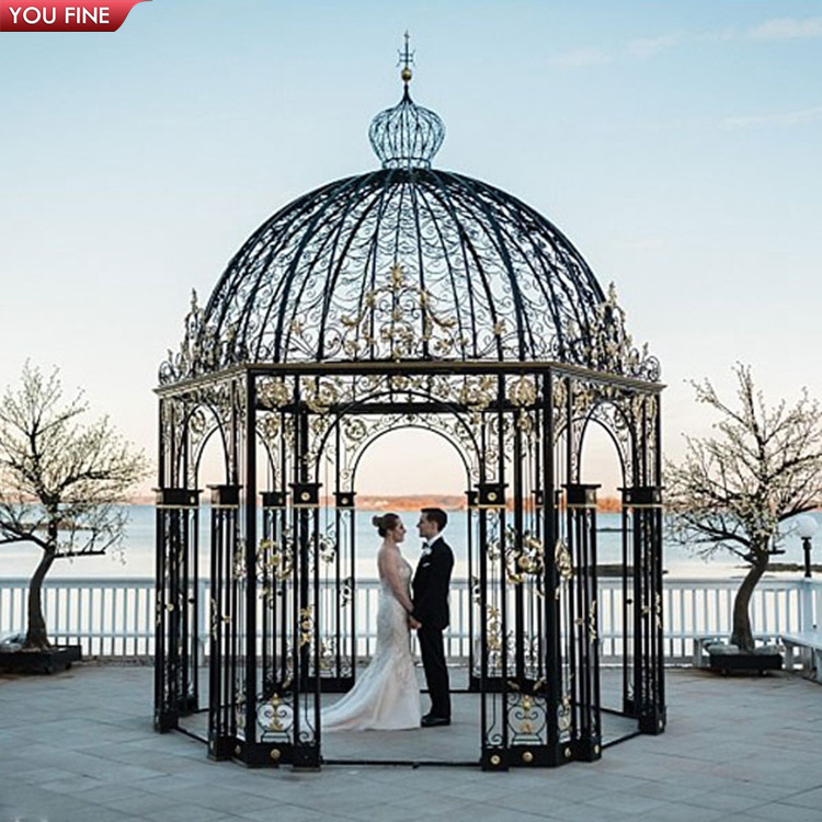 Modern garden wedding decorative white wrought iron gazebo for Sale