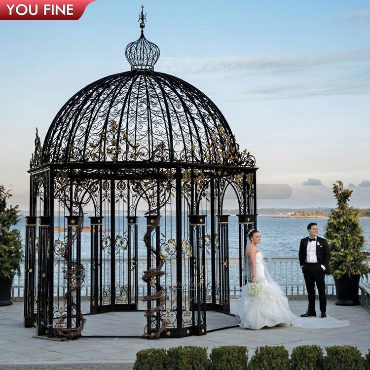 Modern garden wedding decorative white wrought iron gazebo for Sale