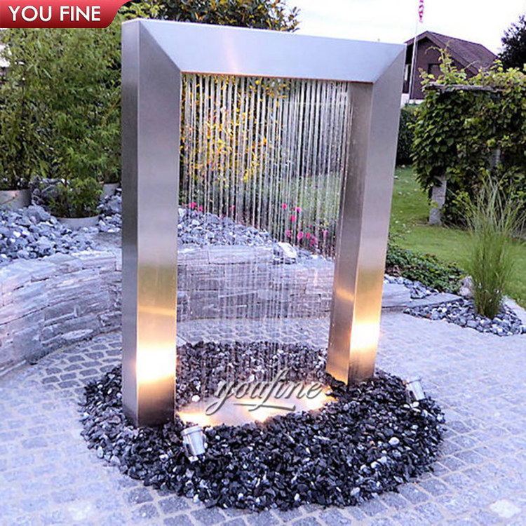 Modern Large Outdoor Garden Rectangle Metal Stainless Steel Water Fountain