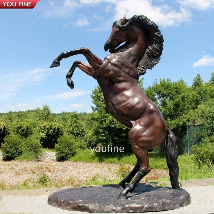 Outdoor Garden Life Size Copper Jumping Bronze Horse Sculpture Statue