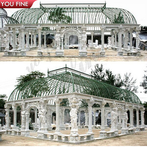 Outdoor Garden Large Marble Gazebo With Figure Statue