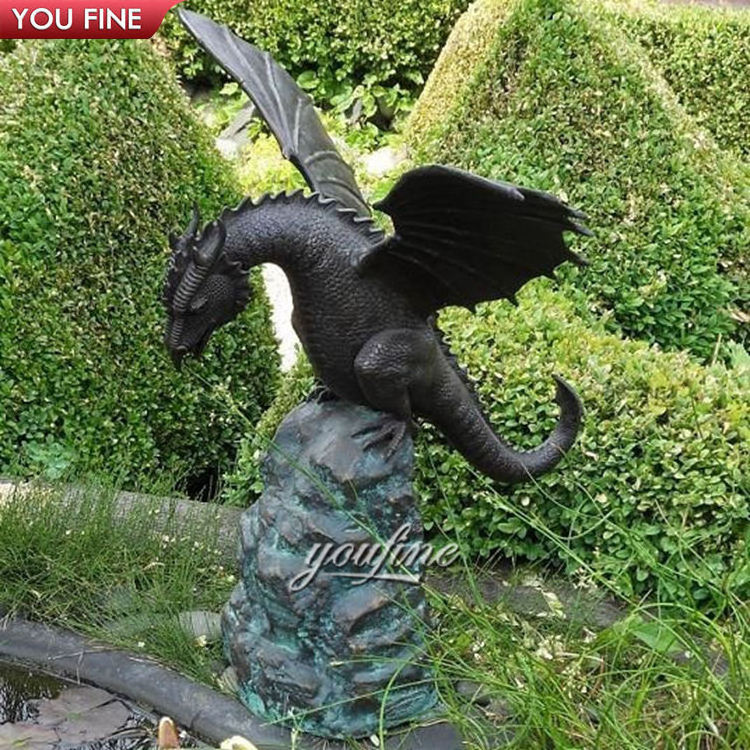 Outdoor Garden Large Metal Animals Bronze Dragon Water Fountain