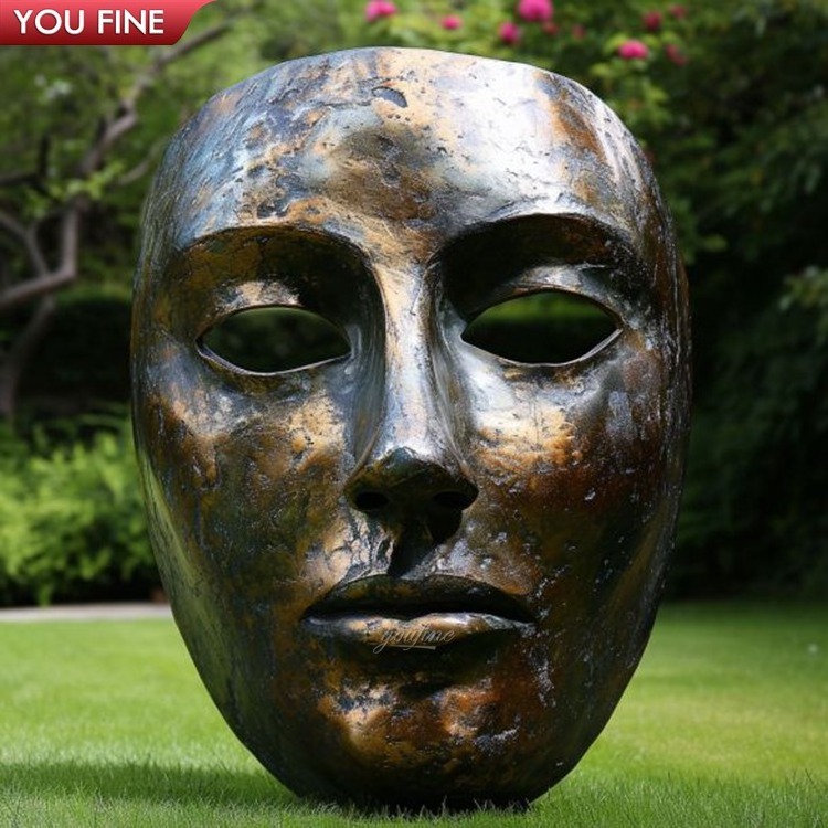 Outdoor Garden Antique Casting Brass Copper Large Abstract Bronze Figure Statue Face Sculpture