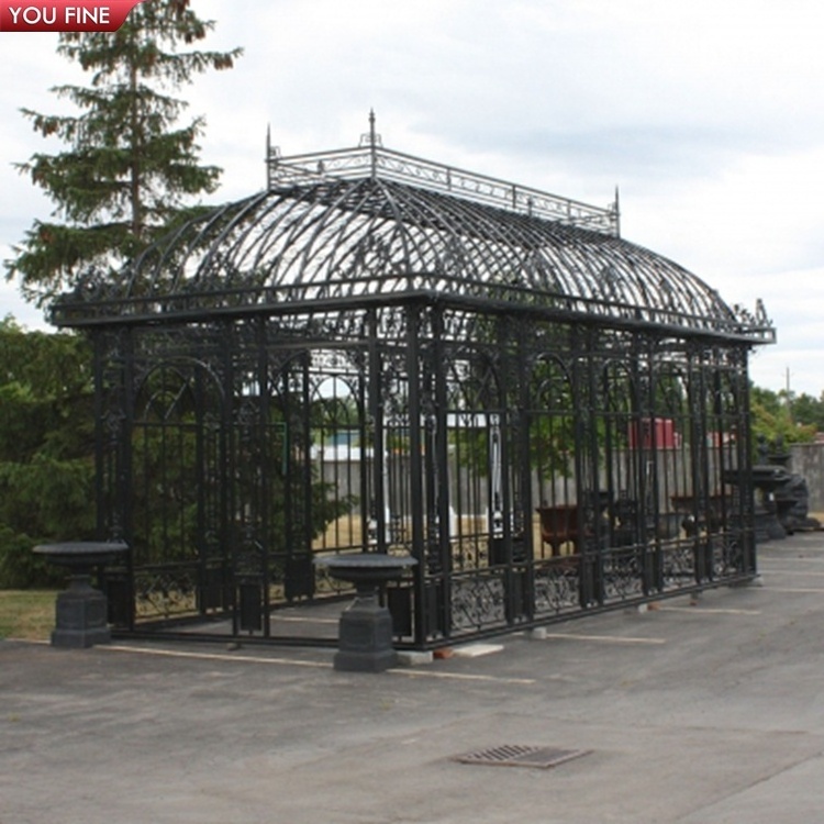 Outdoor Garden Wrought Iron Gazebo Metal Greenhouse for Sale