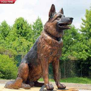 Life Size Garden Custom German Shepherd Brass Sculpture Bronze Dog Statue