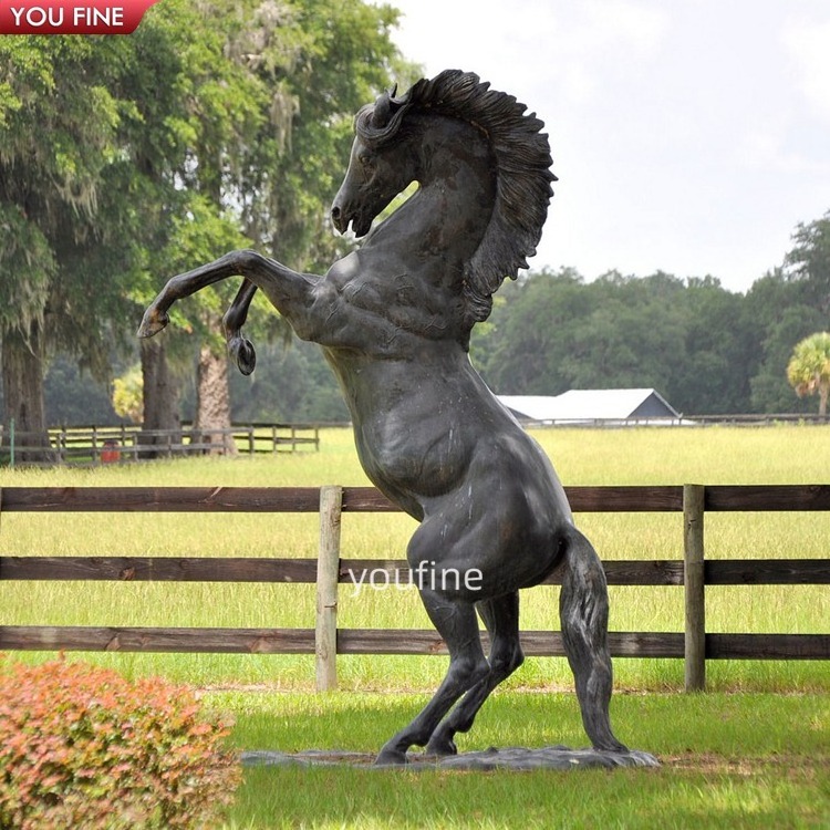 Outdoor Garden Life Size Copper Jumping Bronze Horse Sculpture Statue