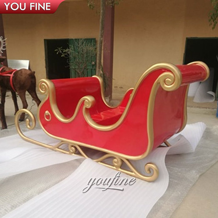 Large High Quality Customized Christmas Ornament Fiberglass Santa Sleigh Decoration