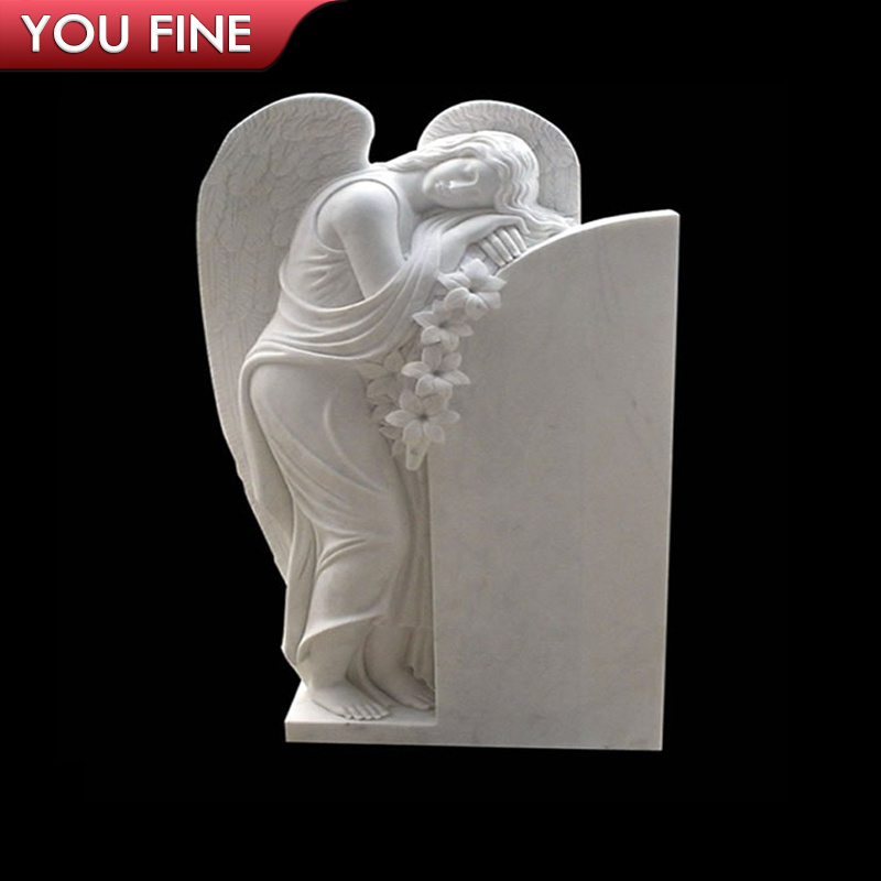 Marble Mixed Granite Heart Shaped Angel Double Tombstones Statue