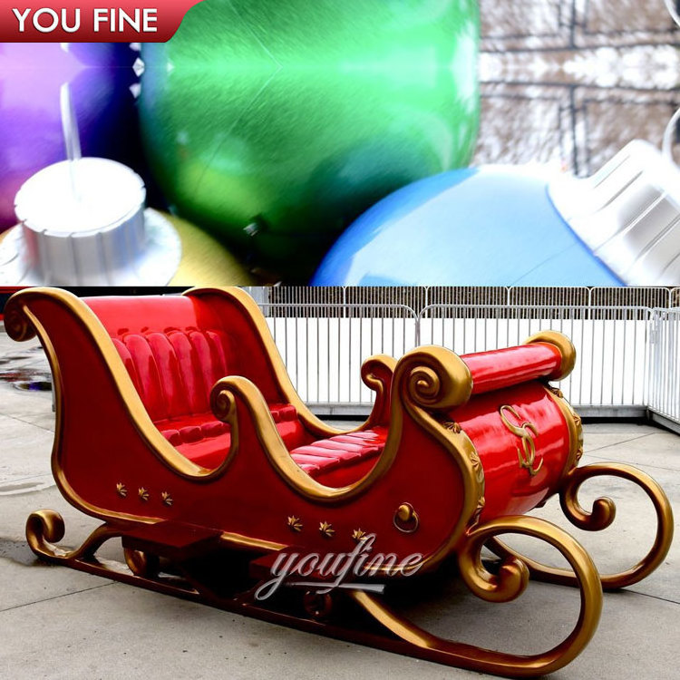 Large High Quality Customized Christmas Ornament Fiberglass Santa Sleigh Decoration