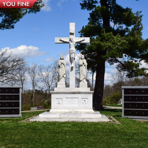 Custom Outdoor Religion Crucifixion Jesus Sculpture Marble Tombstone Cross Monuments