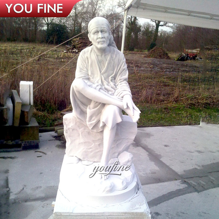 Hand Carved Large Marble Shirdi Sai Baba Statue