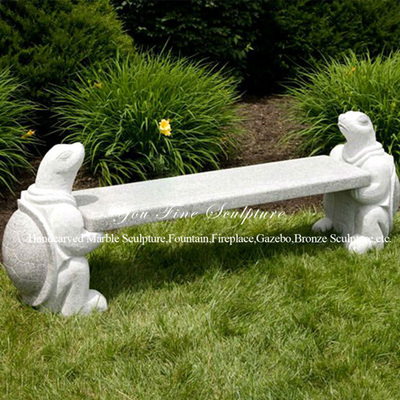 Hand Carved Natural Stone Animal Statue Chair Outdoor Garden Decoration Marble Tortoise Sculpture Bench