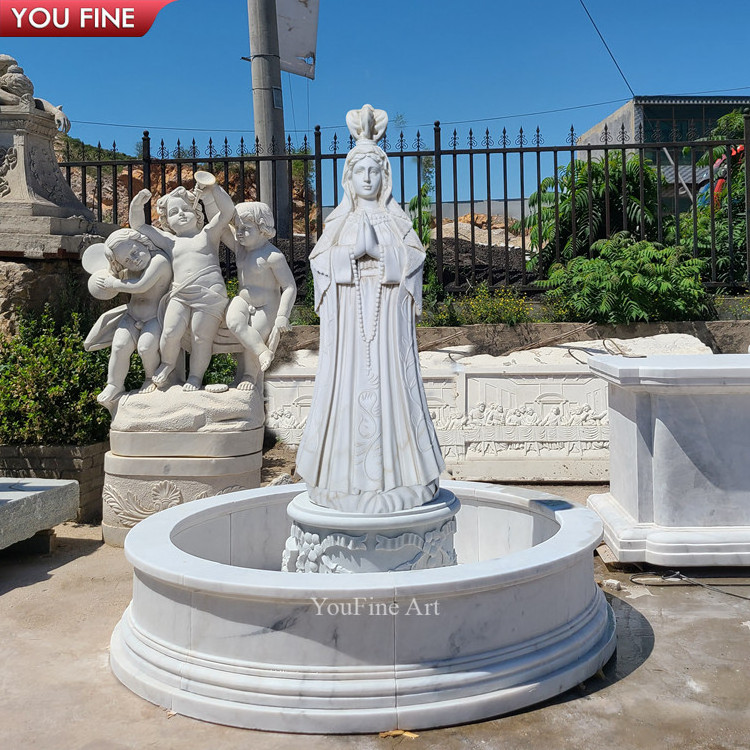 Customized Outdoor Nautral Stone Marble Virgin Mary Water Fountain for Sale