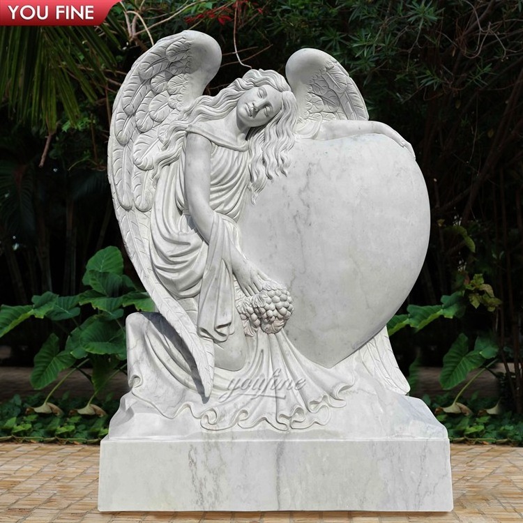 Outdoor Cemetery Angel Headstones Wholesale Marble Tombstone