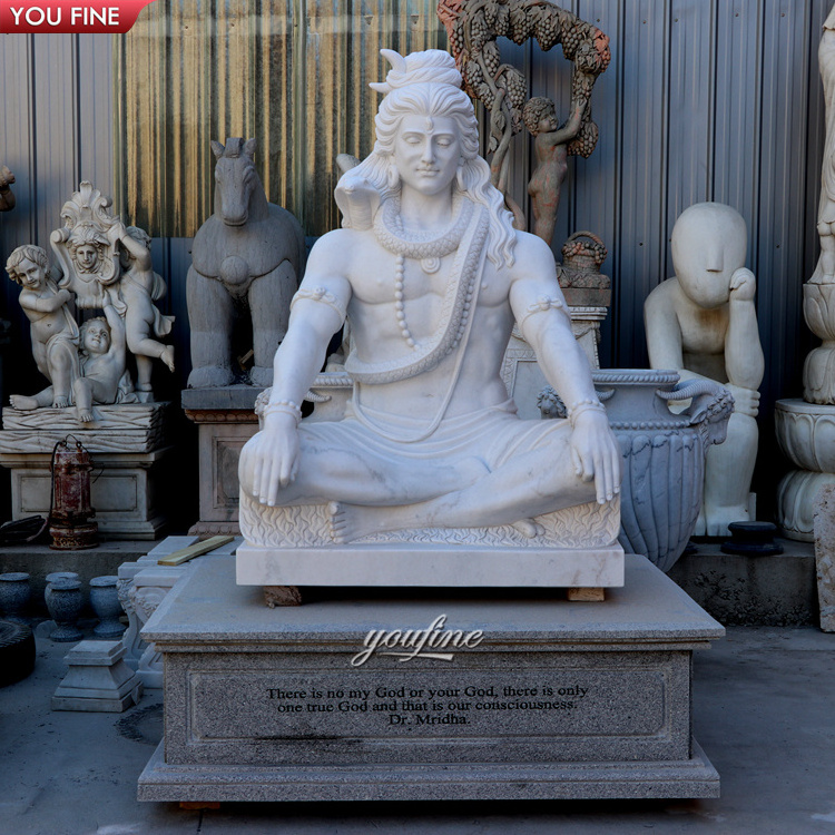 Outdoor Garden Lifesize Factory Price Indian Hindu God Lord Shiva Stone Marble Statue