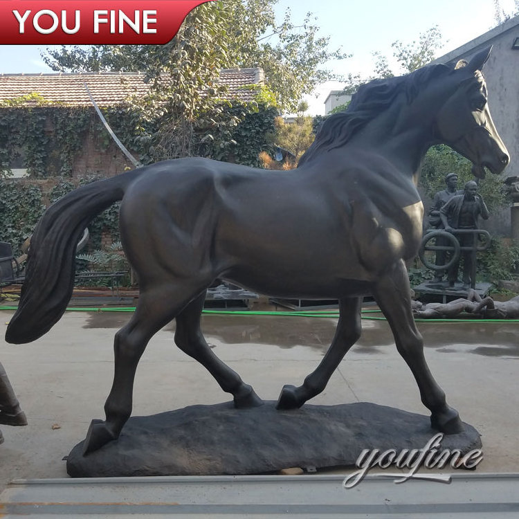 Large Outdoor Garden Art Black Bronze Walking Horse Sculpture