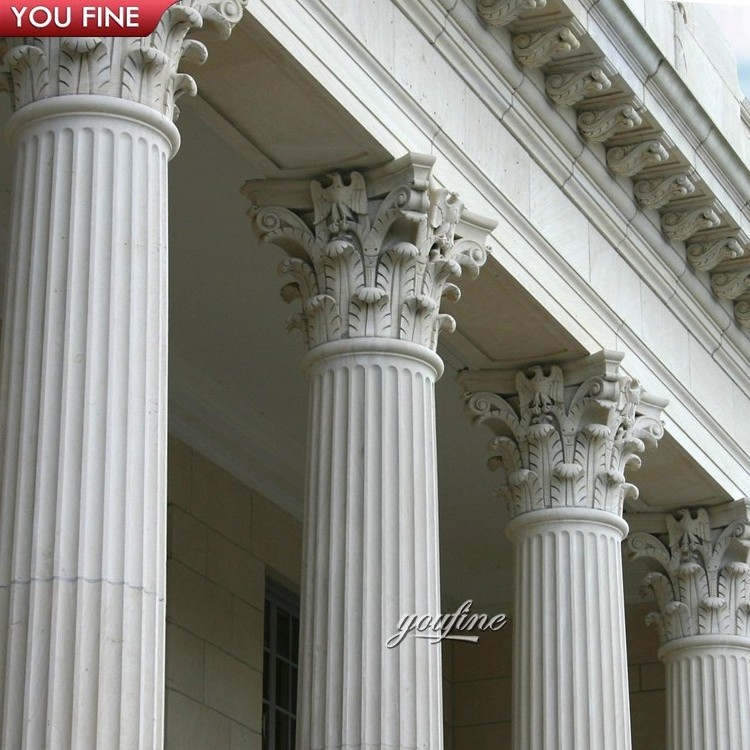 Hand Carved Decorative Large Luxury Villa Hotel Art Gallery Marble Pillar Column Design For Sale