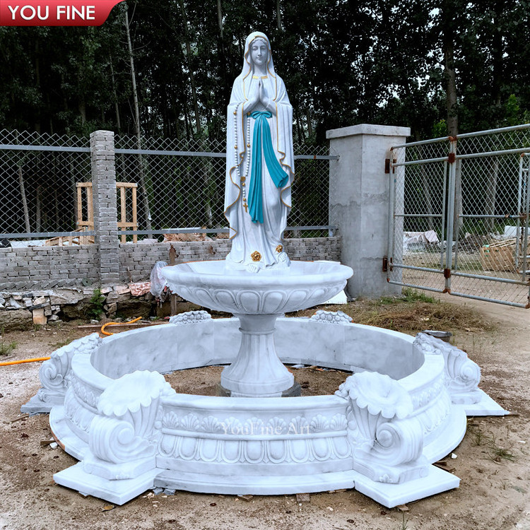 Large Outdoor Hand Carving Virgin Mary Marble Water Fountain