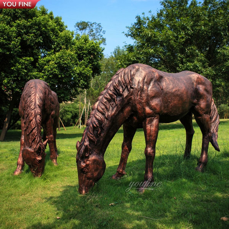 Outdoor Farm Life Size Brass Standing Bronze Jumping Horse Statue Sculpture