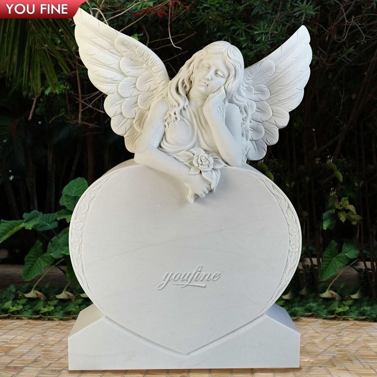 Outdoor Cemetery Angel Headstones Wholesale Marble Tombstone