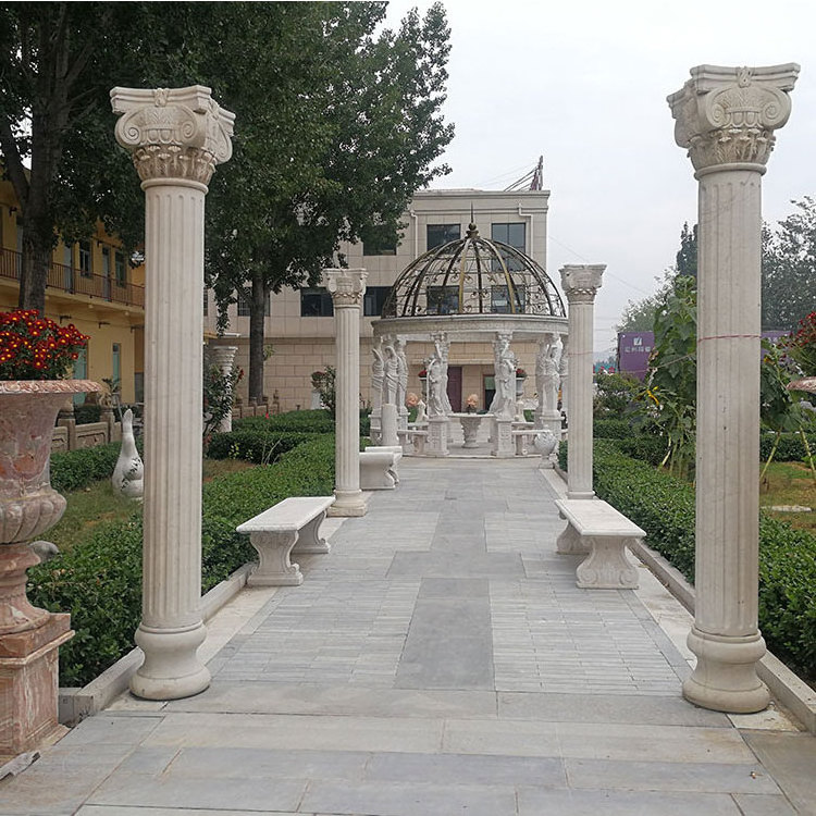 Outdoor Building Material Decorative White Marble Roman Pillar Stone Dreek Column