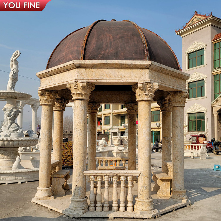 Large Stone Round Gazebo Outdoor Marble Pergola