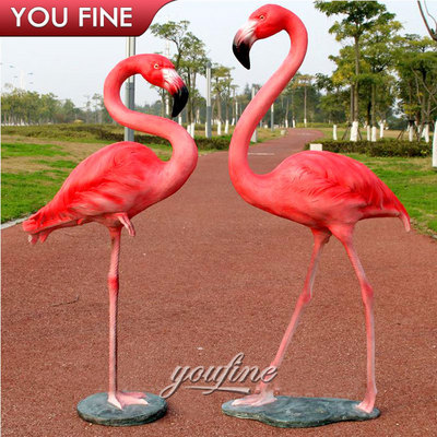 Outdoor Garden Life Size Resin Flamingos Statue Sculpture