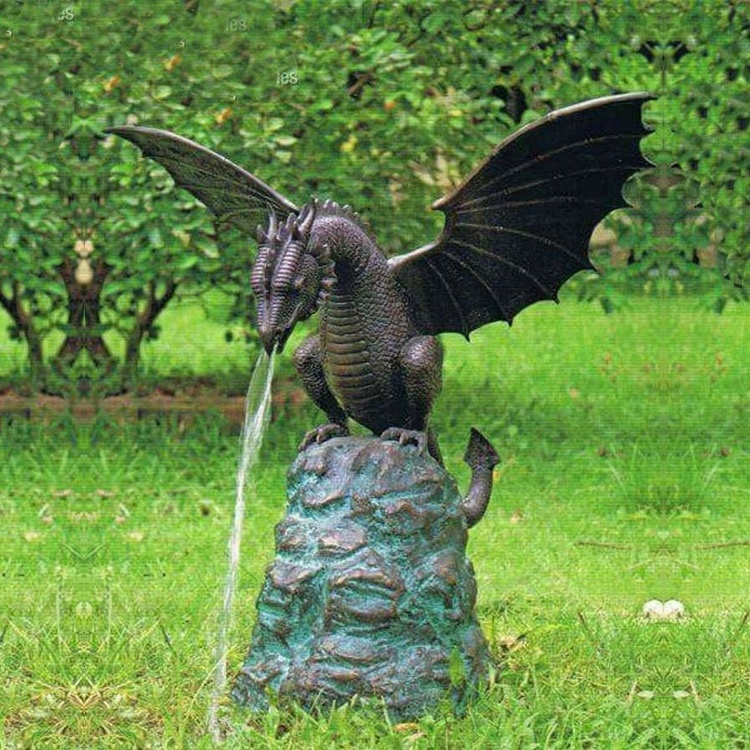 Outdoor Garden Large Metal Animals Bronze Dragon Water Fountain