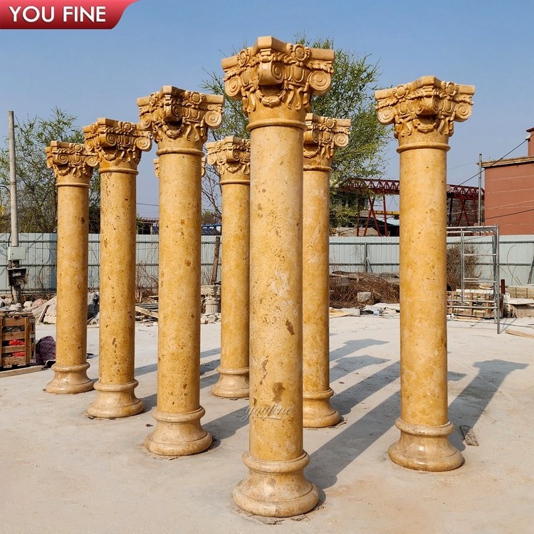 Outdoor Natural Decoration Marble Square House Pillar Design