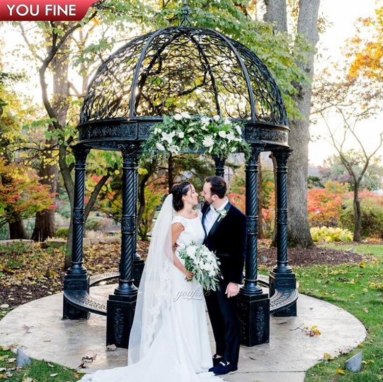 Custom Wedding Large Beige Marble Stone Gazebo Wedding Decorations with Column