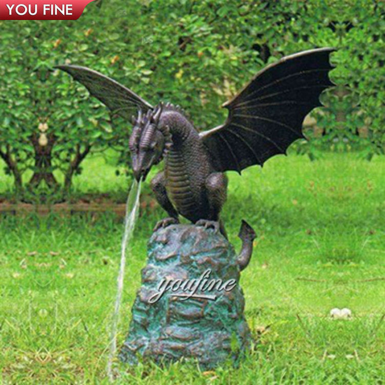 Outdoor Garden Large Metal Animals Bronze Dragon Water Fountain