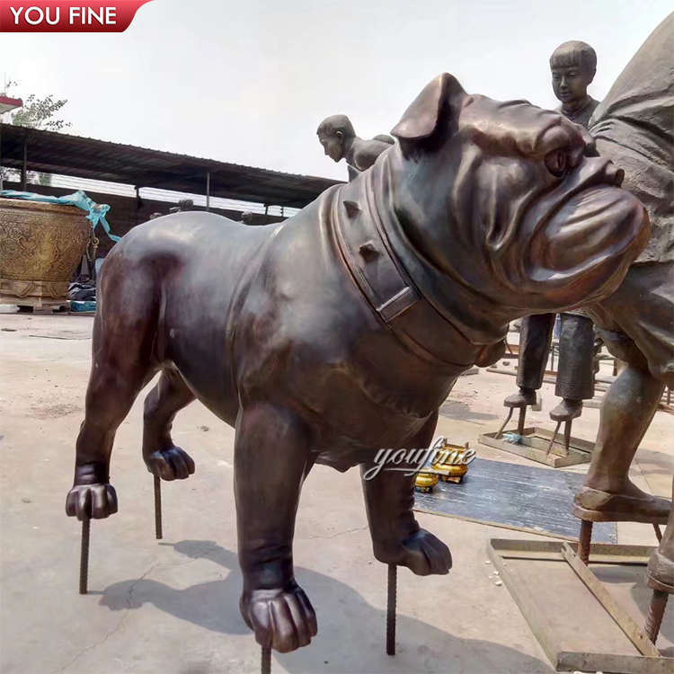 Custom Hand Carved Bronze French Bulldog Statues for Sale