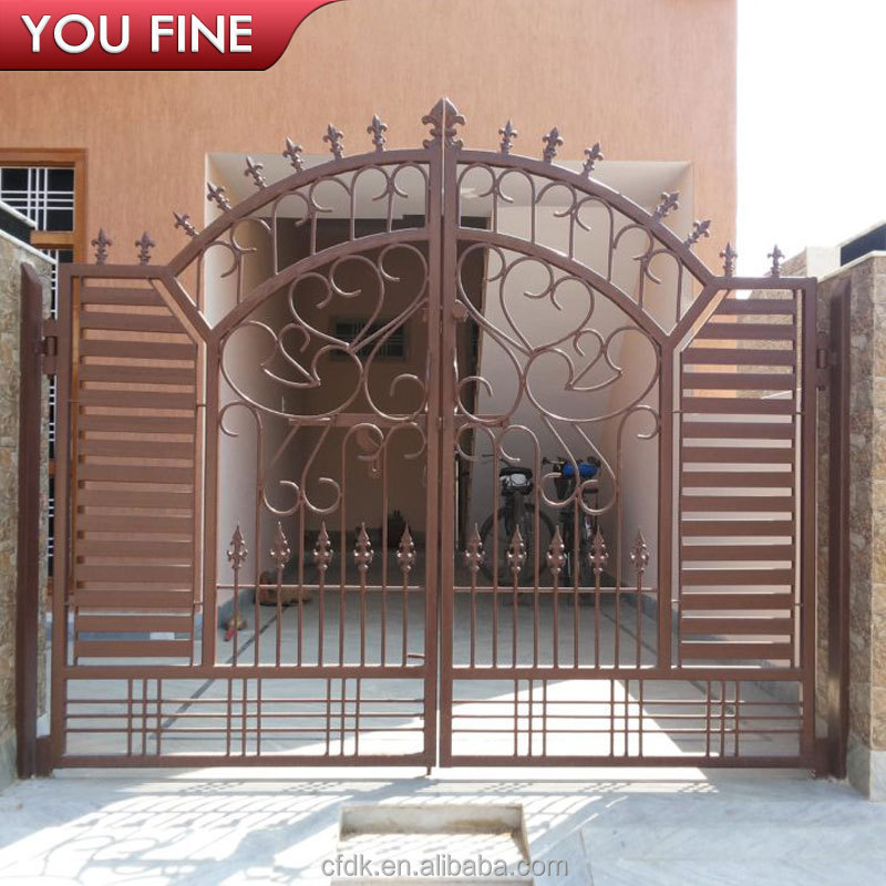 Outdoor Hand Carved Forged Wrought Cast Iron Driveway Gate