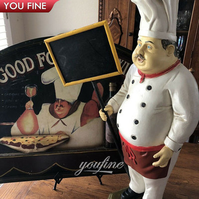 Lovely Cartoon Theme Restaurant Decoration Fiberglass Chef Sculpture Resin Statue