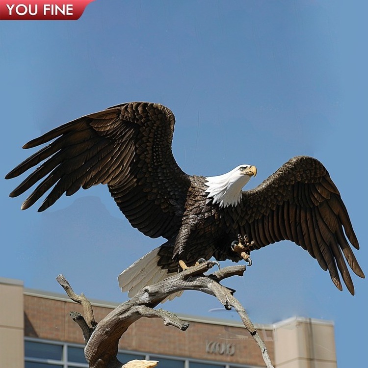 Outdoor Garden Art Decoration Large Cast Bronze Eagle Sculpture Brass Statue