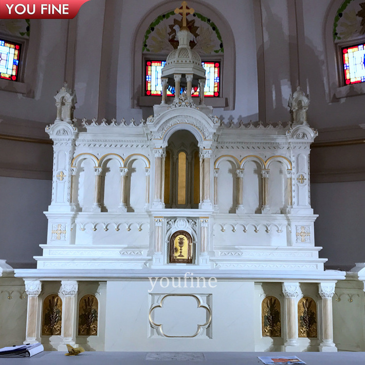 Luxury Church Custom Natural Stone Hand Carved Large High Marble Main Altar