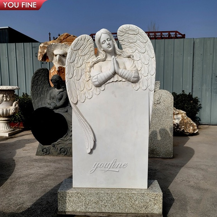 Outdoor Cemetery Angel Headstones Wholesale Marble Tombstone