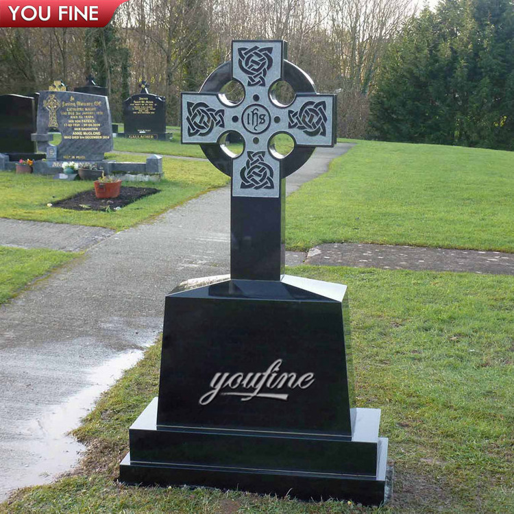 Custom Made Black Granite Cross Headstone Marble Tomb Stone