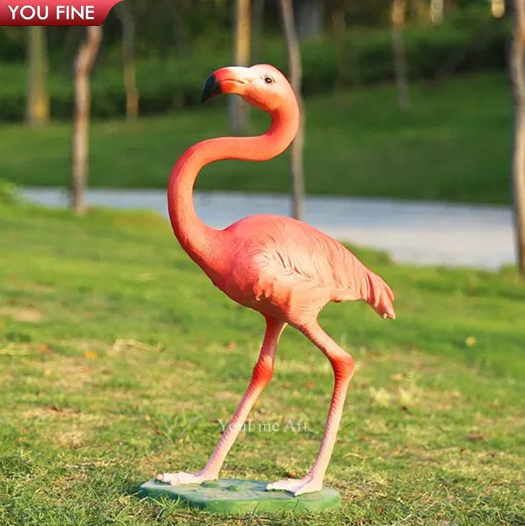 Outdoor Garden Life Size Resin Flamingos Statue Sculpture