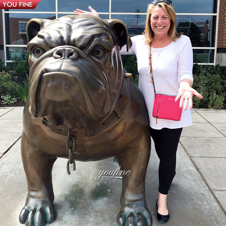 Custom Made Life Size Garden Metal Brass Dog Statue Bronze French Bulldog Statue