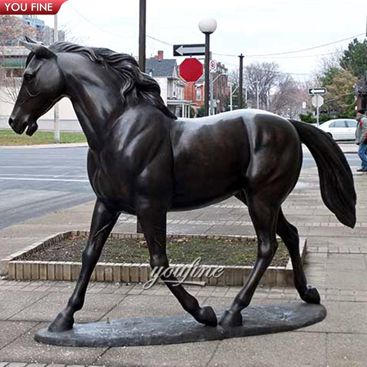 Large Outdoor Garden Art Black Bronze Walking Horse Sculpture