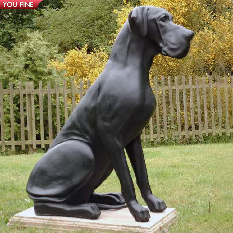 Life Size Art Deco Metal Craft Bronze Great Danes Dog Statue