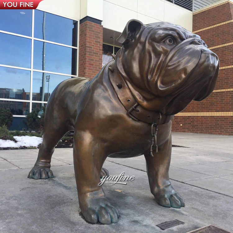 Custom Made Life Size Garden Metal Brass Dog Statue Bronze French Bulldog Statue