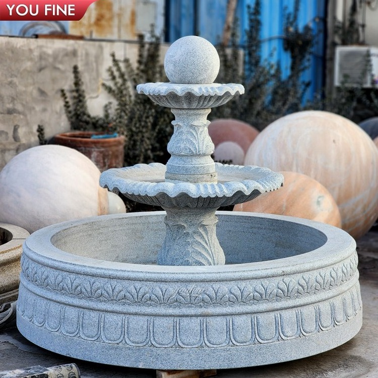 Natural Marble Black Granite Floating Rolling Sphere Garden Fountain